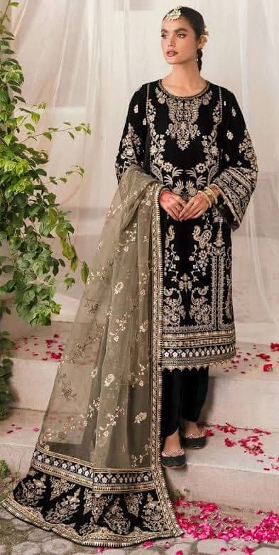 Black Velvet Embroidered Suit