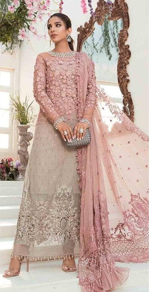 Blush Pink Pearl Embroidered Suit
