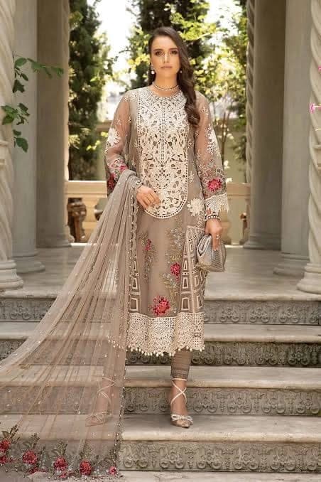 Fawn Embroidered Net Suit