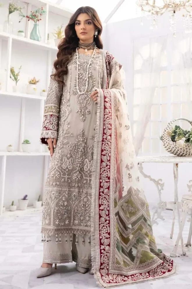 Silver Grey Embroidered Suit