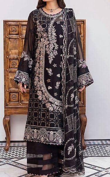 Black Chiffon Heavy Embroidered Suit