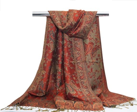 Rust Jamawar Reversible Shawl