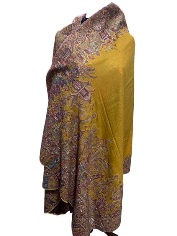 Mustard Paisley Wool Shawl