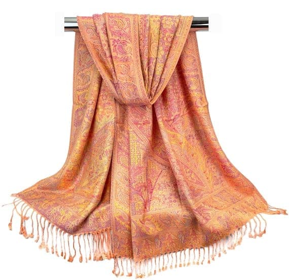 Peach Reversible Paisley Shawl
