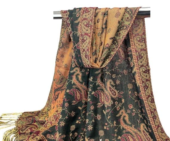 Black & Gold Paisley Jamawar Shawl