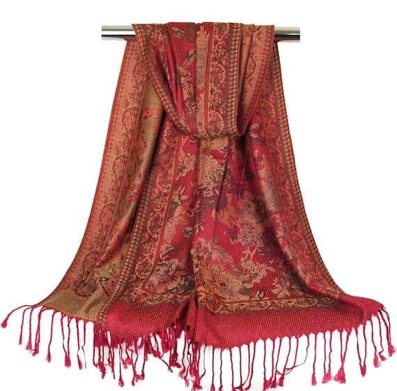 Red & Gold Jamawar Shawl