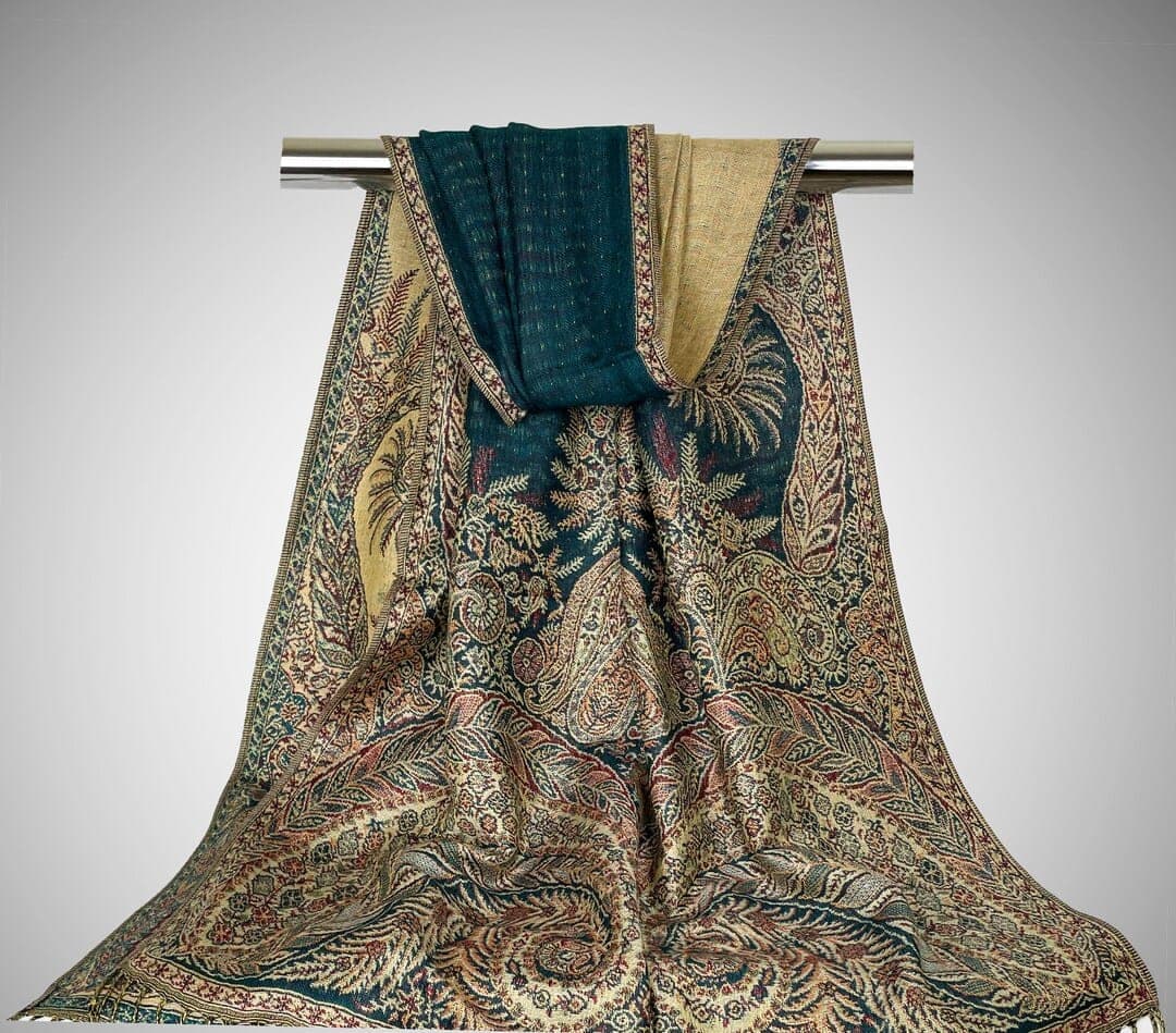 Teal Jamawar Reversible Shawl