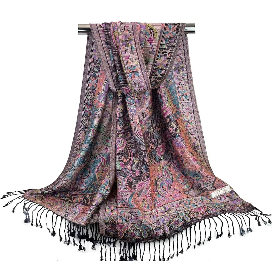 Mauve Paisley Reversible Shawl