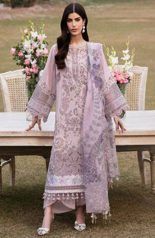 Lilac Floral Embroidered Lawn 3 Piece